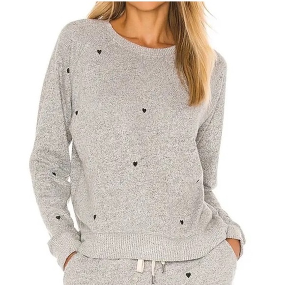 Rails Callahan Sweatshirt in Melange Grey with Hearts XS - Picture 2 of 2